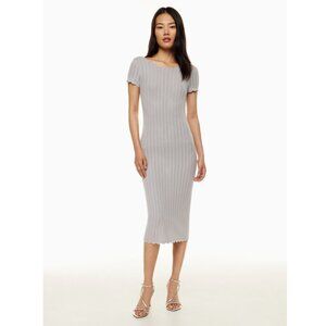 NWT Wilfred | Aritzia Low Back Knit Midi Dress "Upon" in Ashen Gray | Size Large